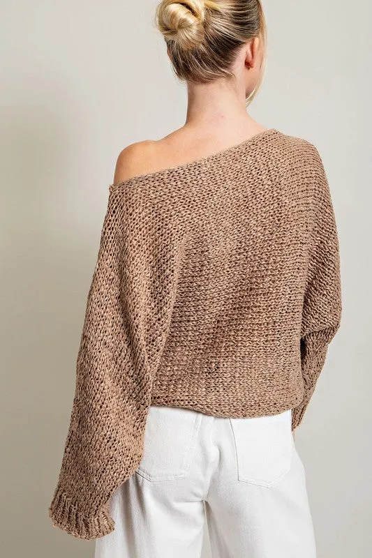 Long-Sleeved Loose Fit Knit Top