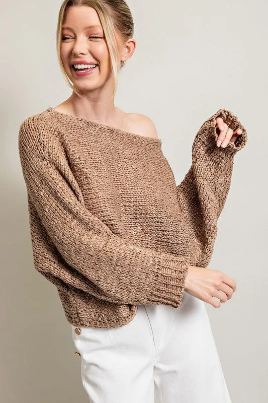 Long-Sleeved Loose Fit Knit Top