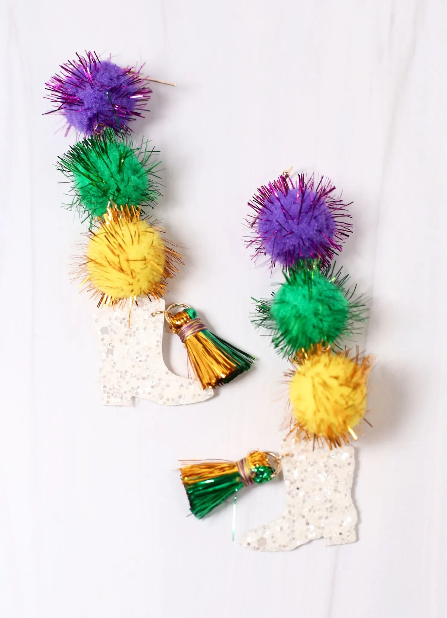 Majorette Boot Pom Pom Earring MULTI