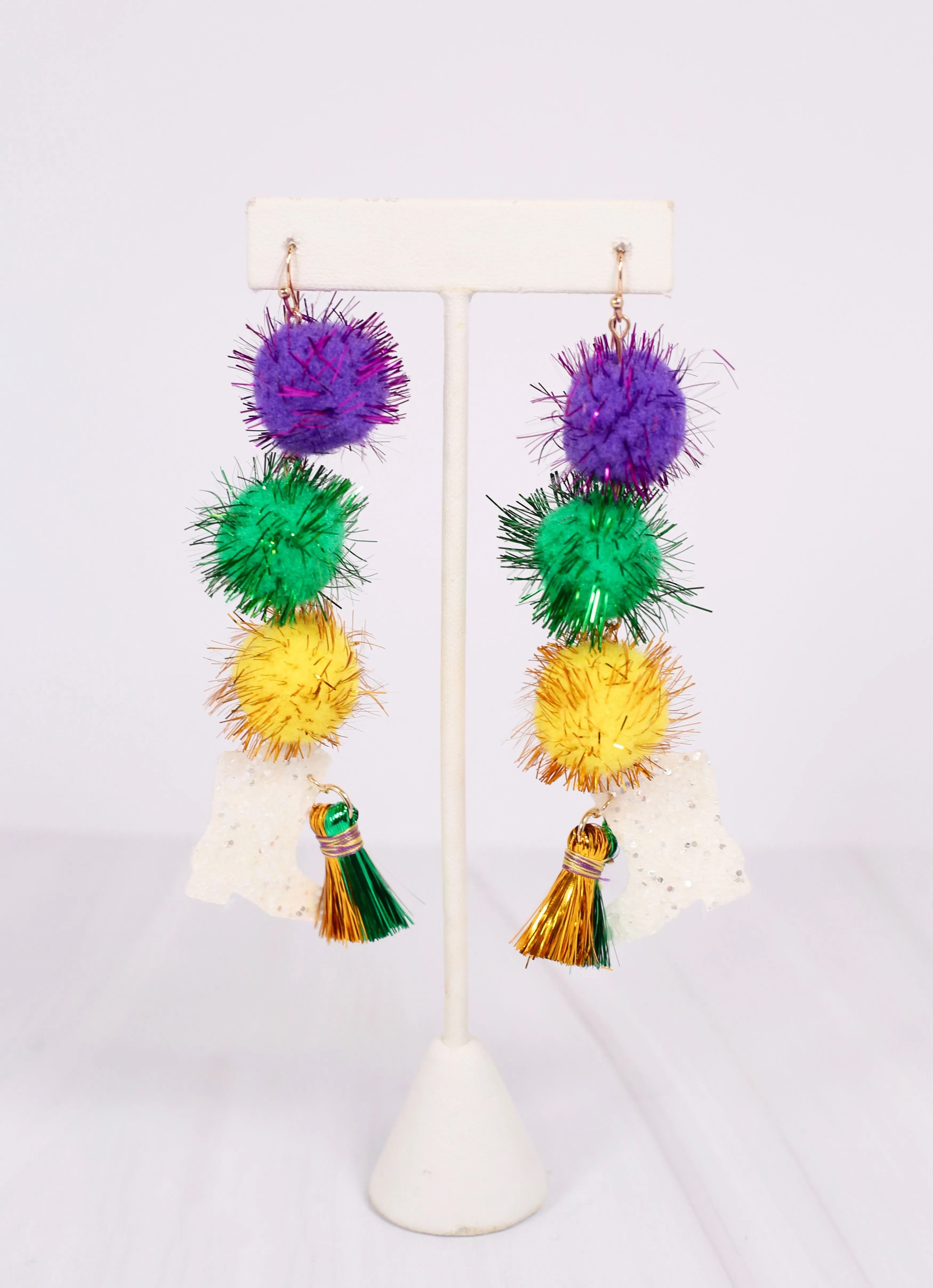 Majorette Boot Pom Pom Earring MULTI