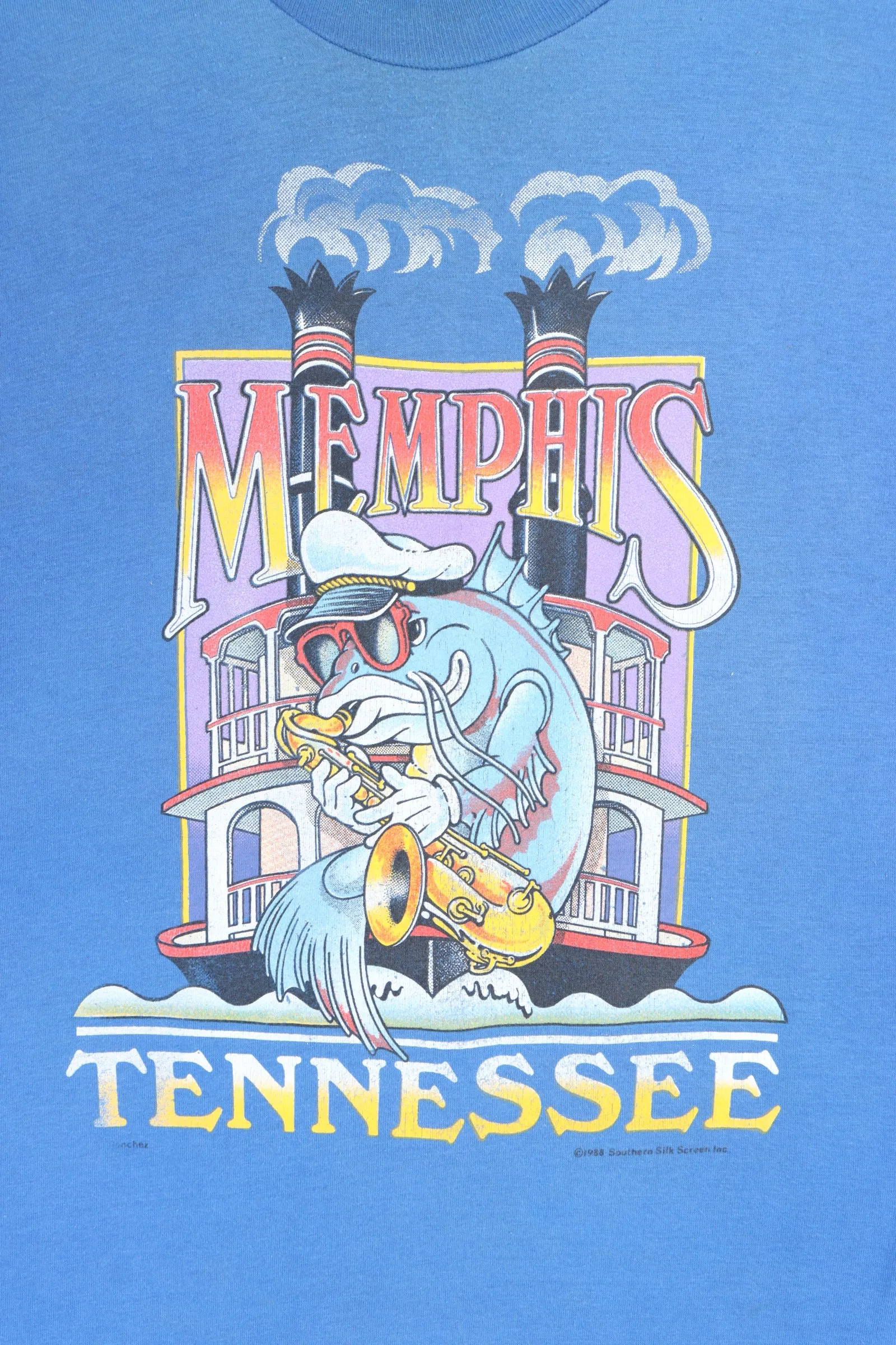 Memphis Tennessee 1988 Jazz Fish Single Sitch T-Shirt USA Made (M)