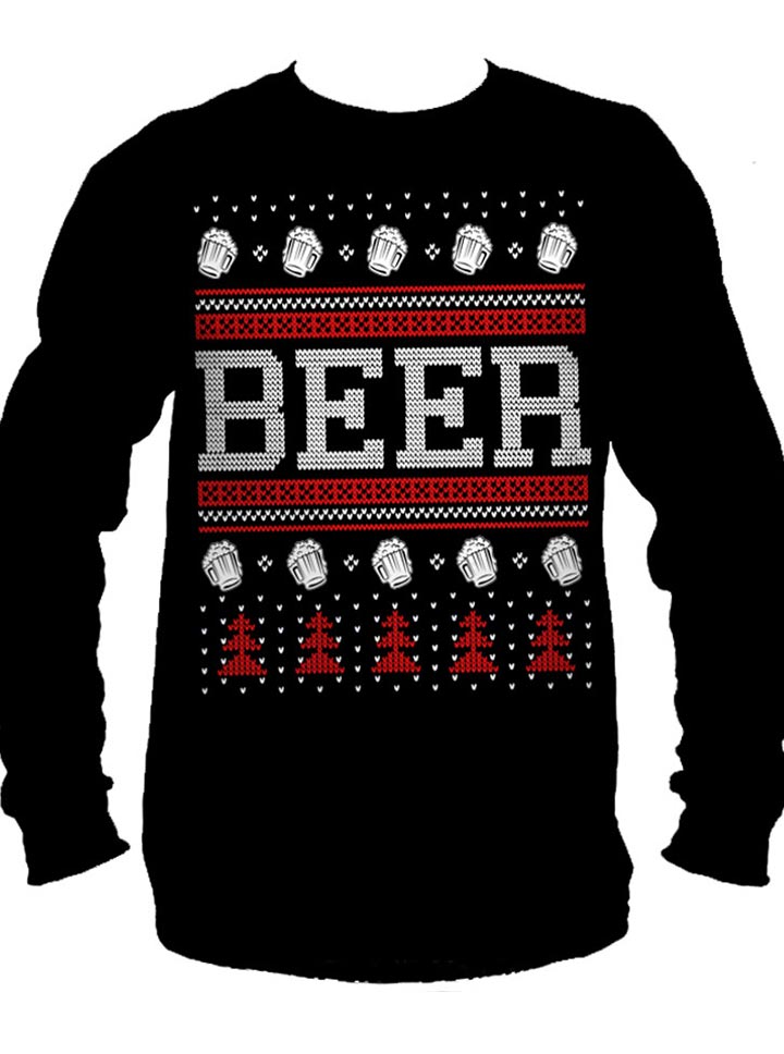 Men's Beer Ugly Christmas Sweater Long Sleeve Tee