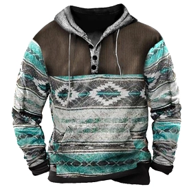 Men's Retro Western Ethnic Printed Hoodie