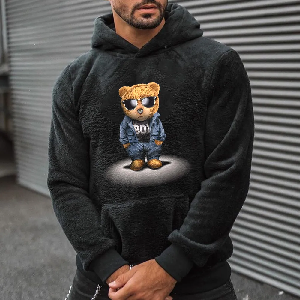 Men's Teddy Bear Lamb Wool Casual Hoodie