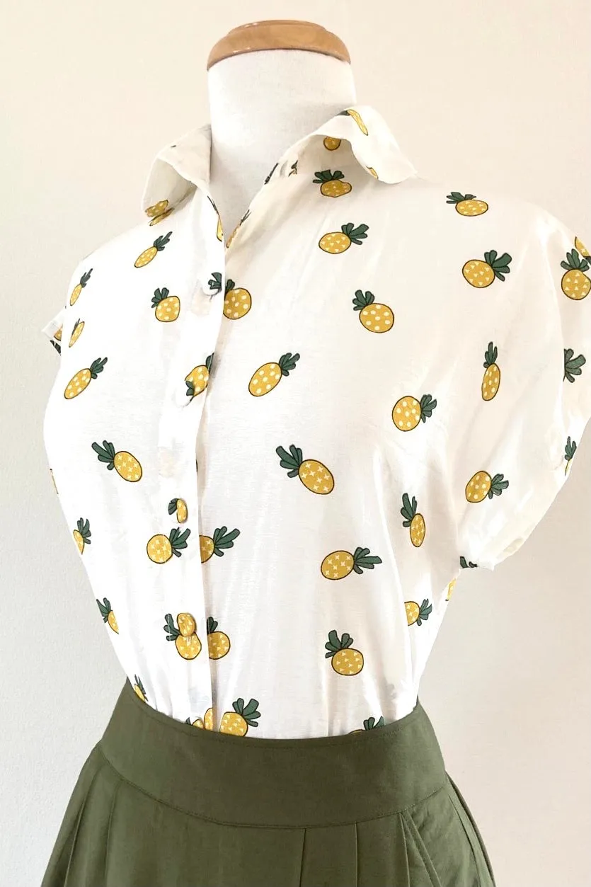 Minki Cream Pineapple Blouse