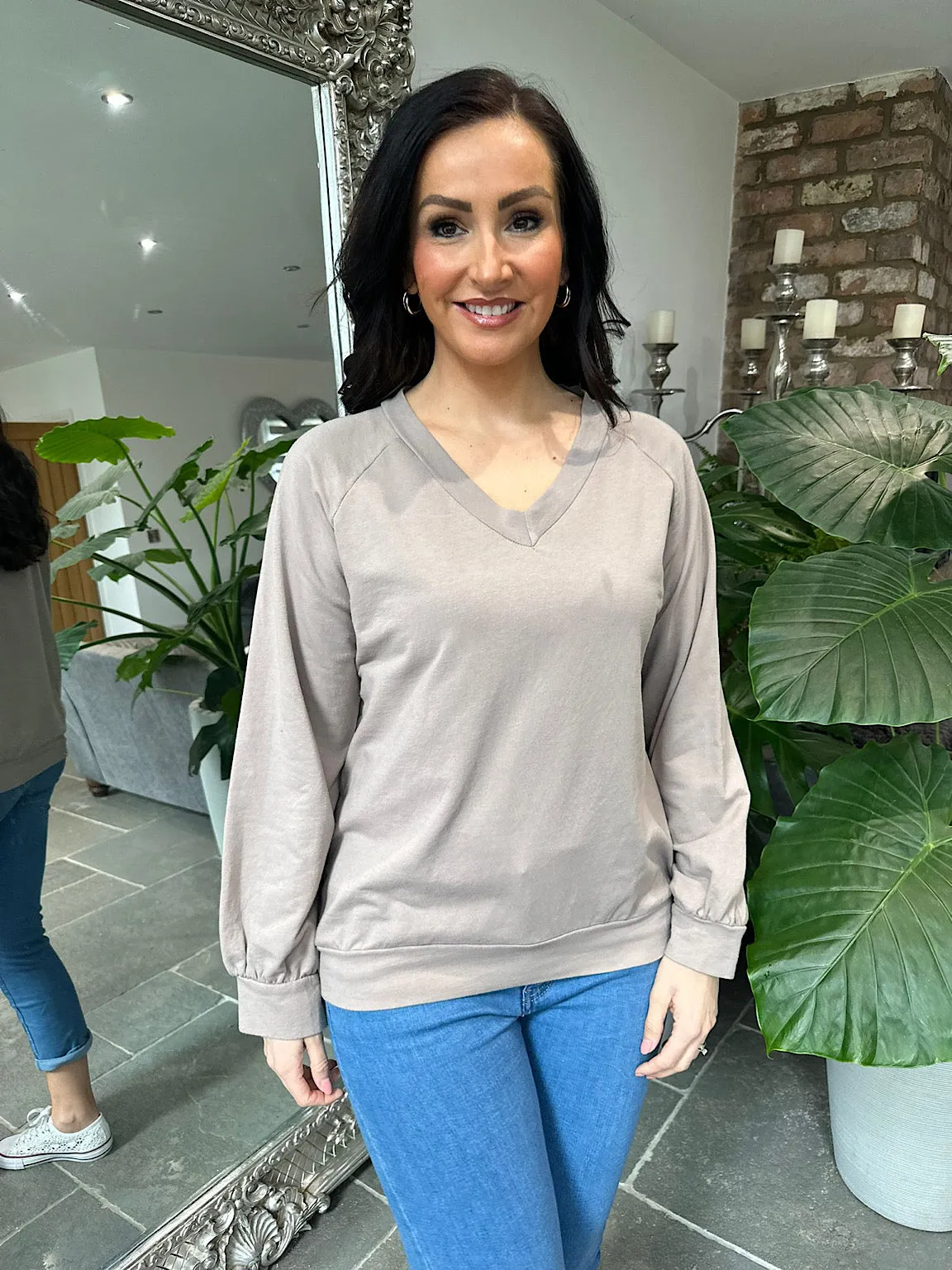 Mocha V Neck Sweatshirt Reema 2