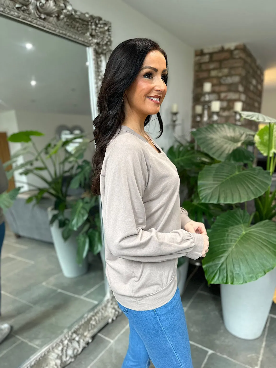 Mocha V Neck Sweatshirt Reema 2