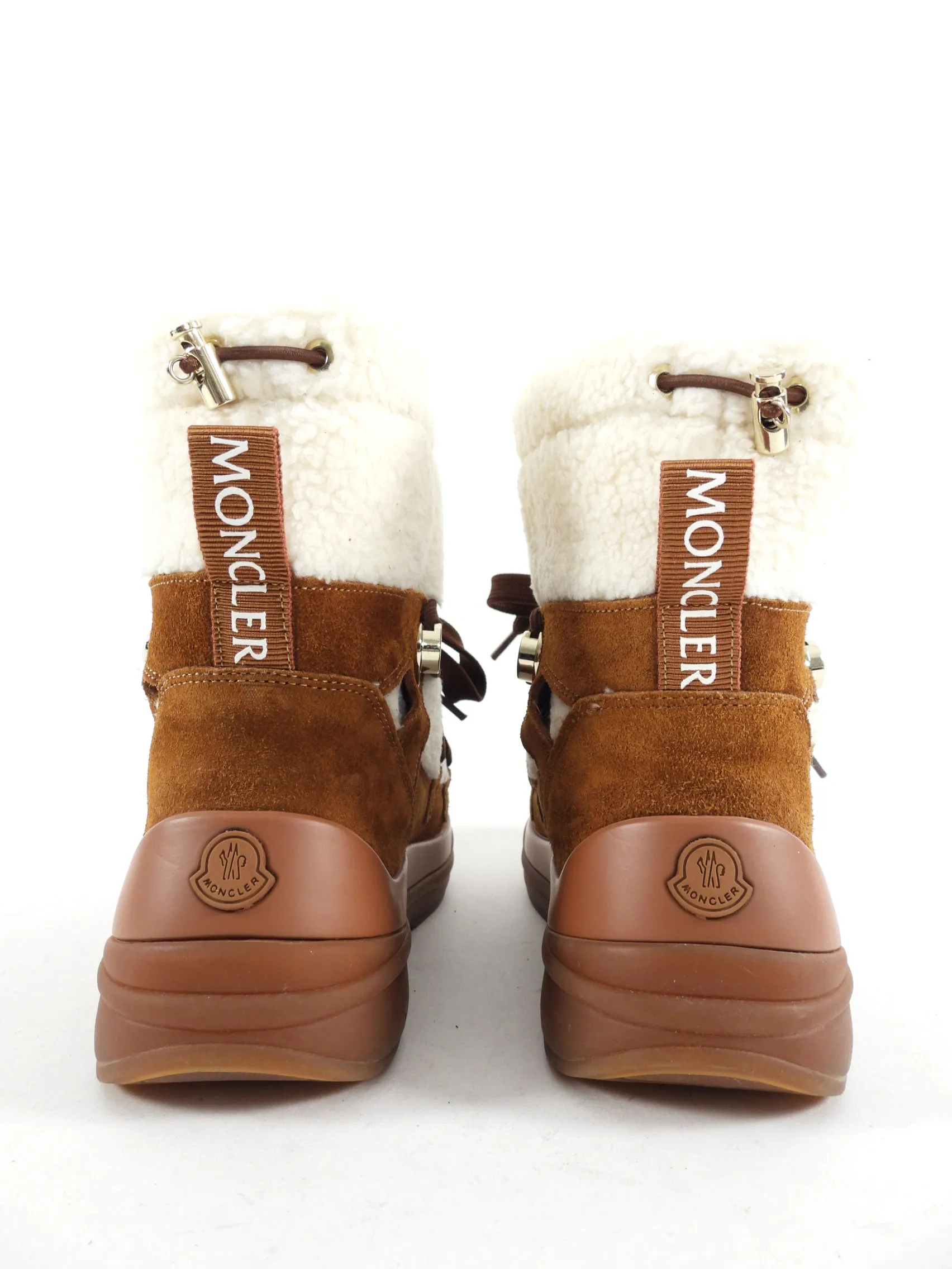 Moncler Faux Shearling Tan Slip on Snow Boot - 37.5 (USA 7)