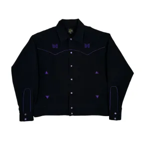 NEEDLES PIPING COWBOY JACKET - BLACK/PURPLE