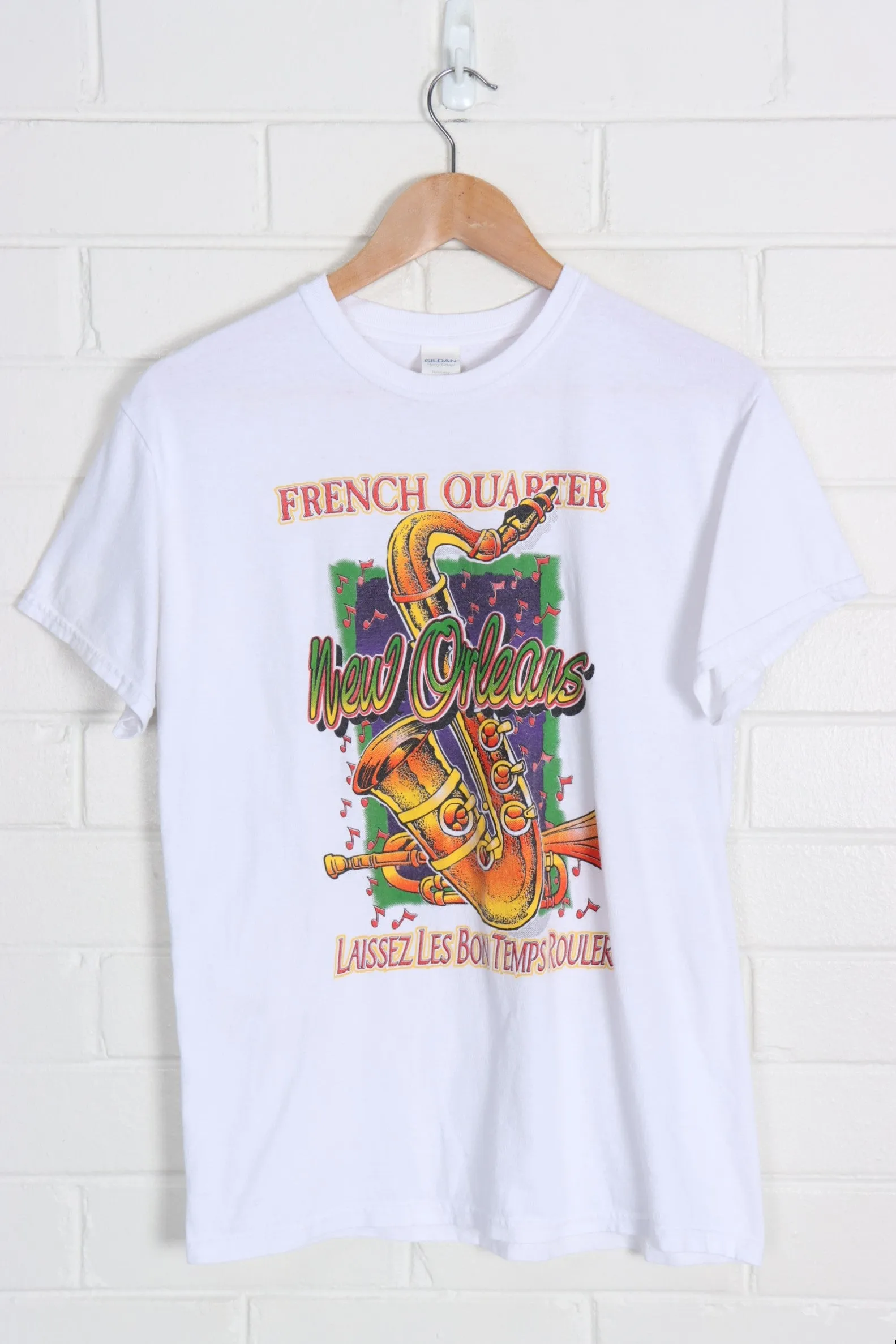 NEW ORLEANS FRENCH QUARTER COLOURFUL JAZZ MUSIC GRAPHIC TEE (S-