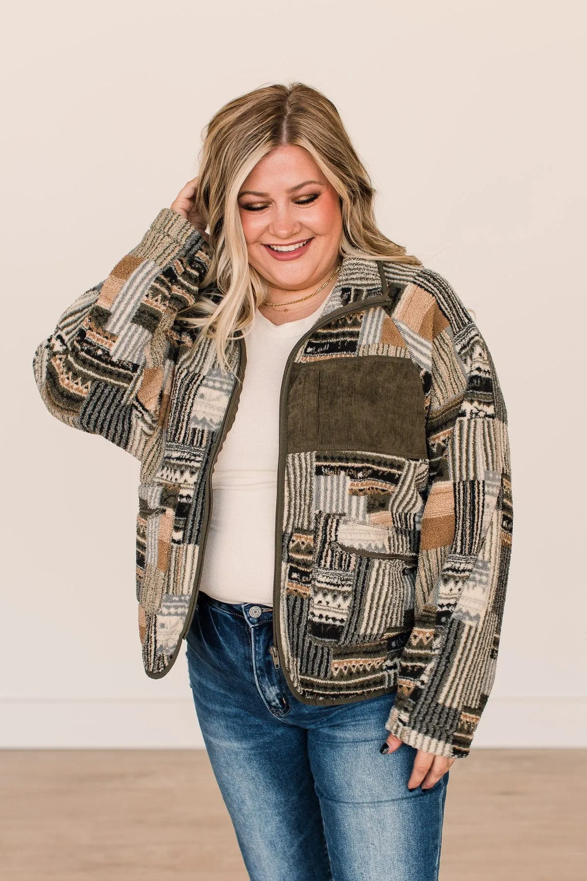 Newest Obsession Lightweight Sherpa Jacket- Olive