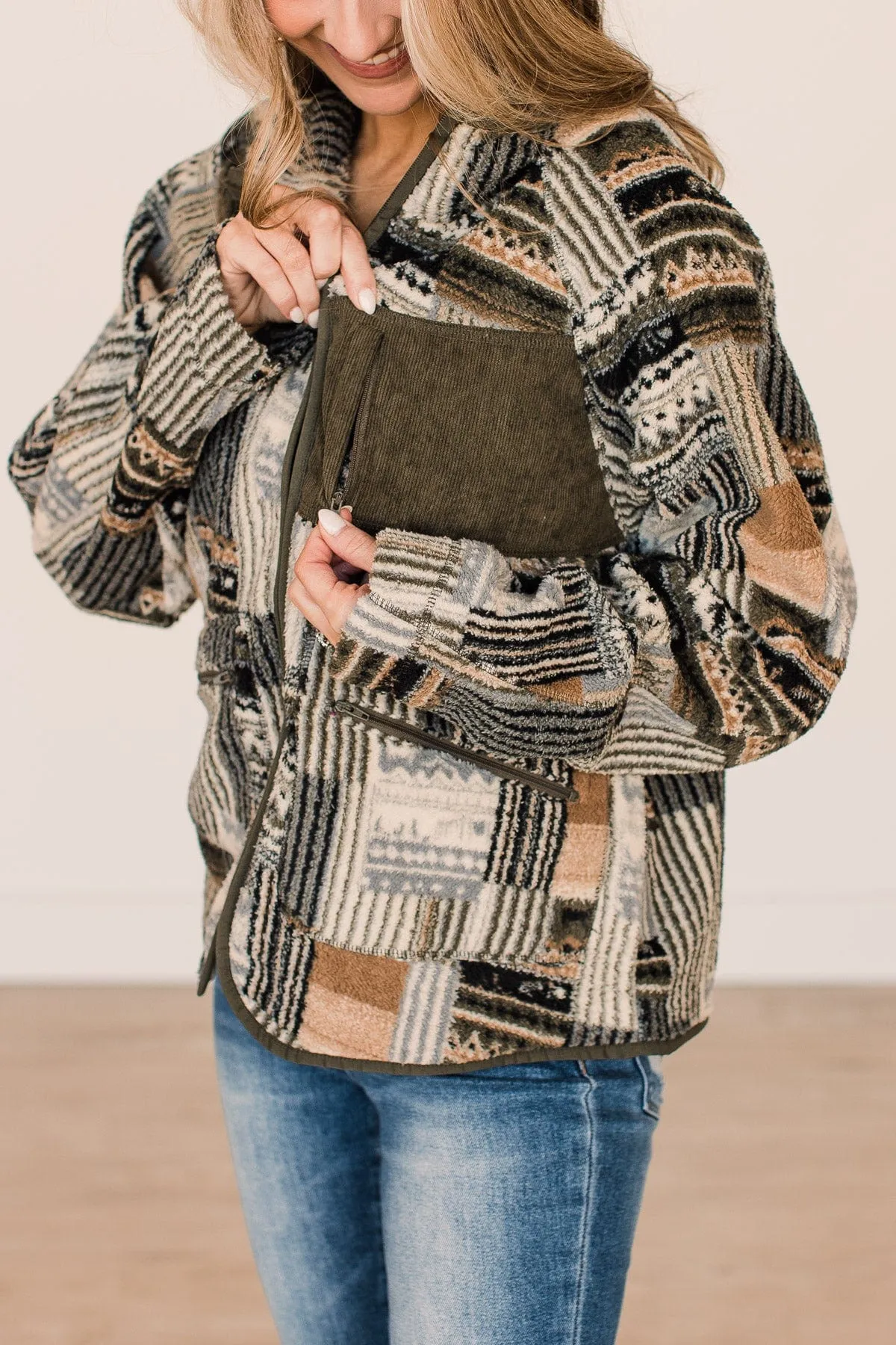 Newest Obsession Lightweight Sherpa Jacket- Olive