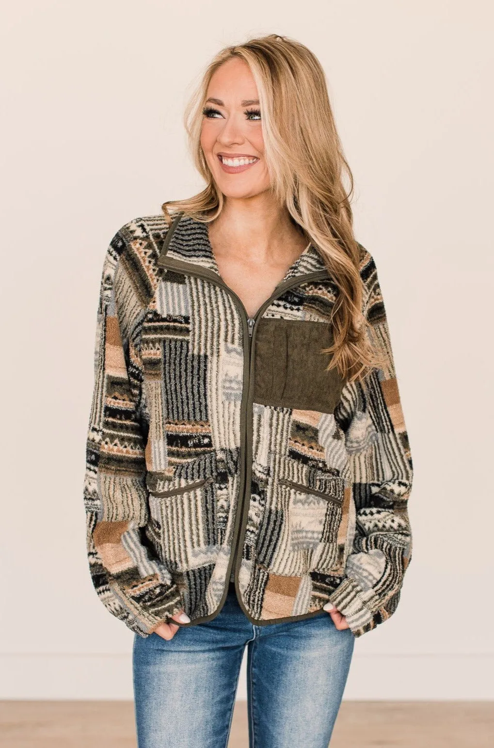 Newest Obsession Lightweight Sherpa Jacket- Olive