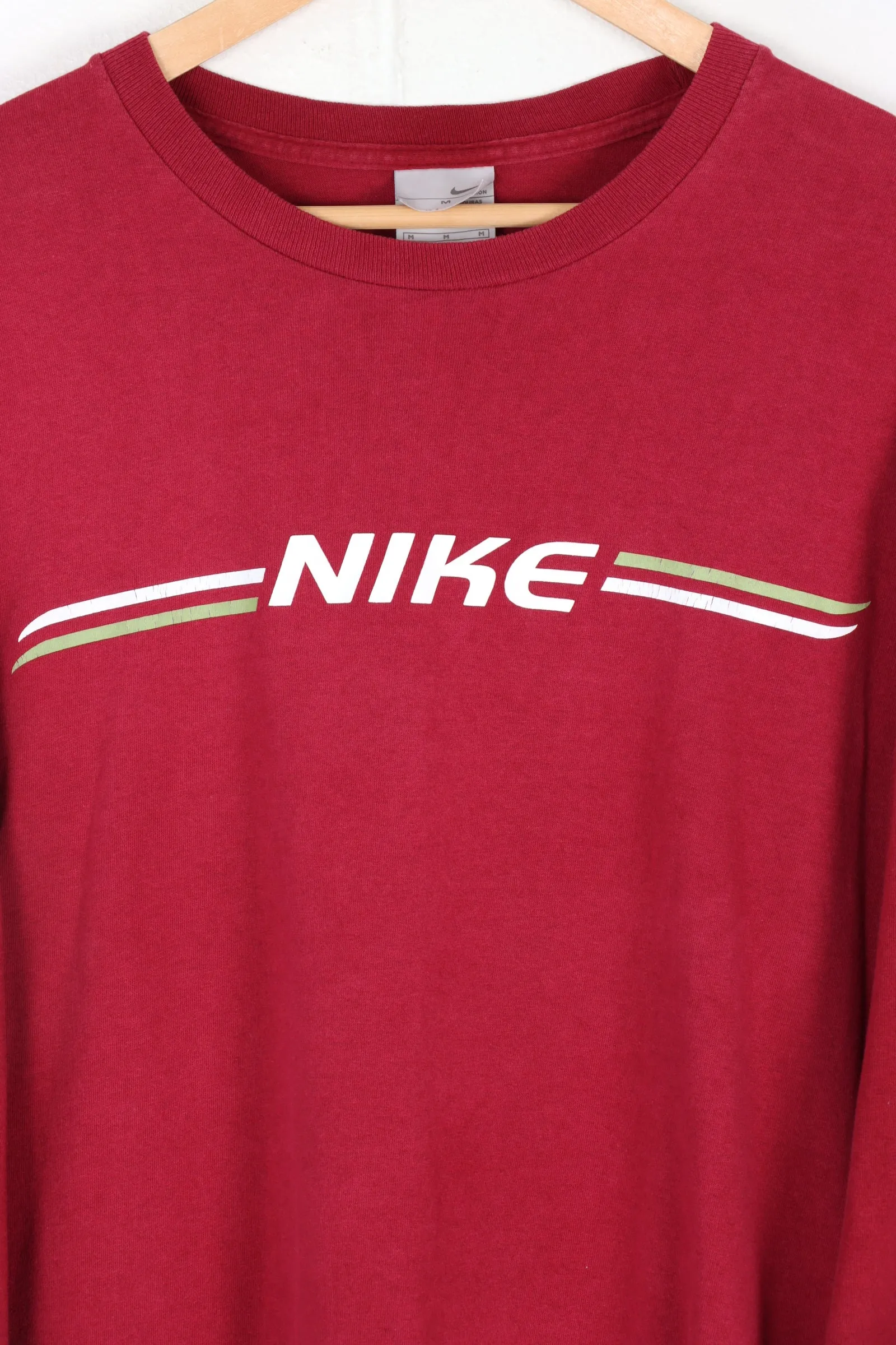 NIKE Burgundy & White Long Sleeve Tee (L)