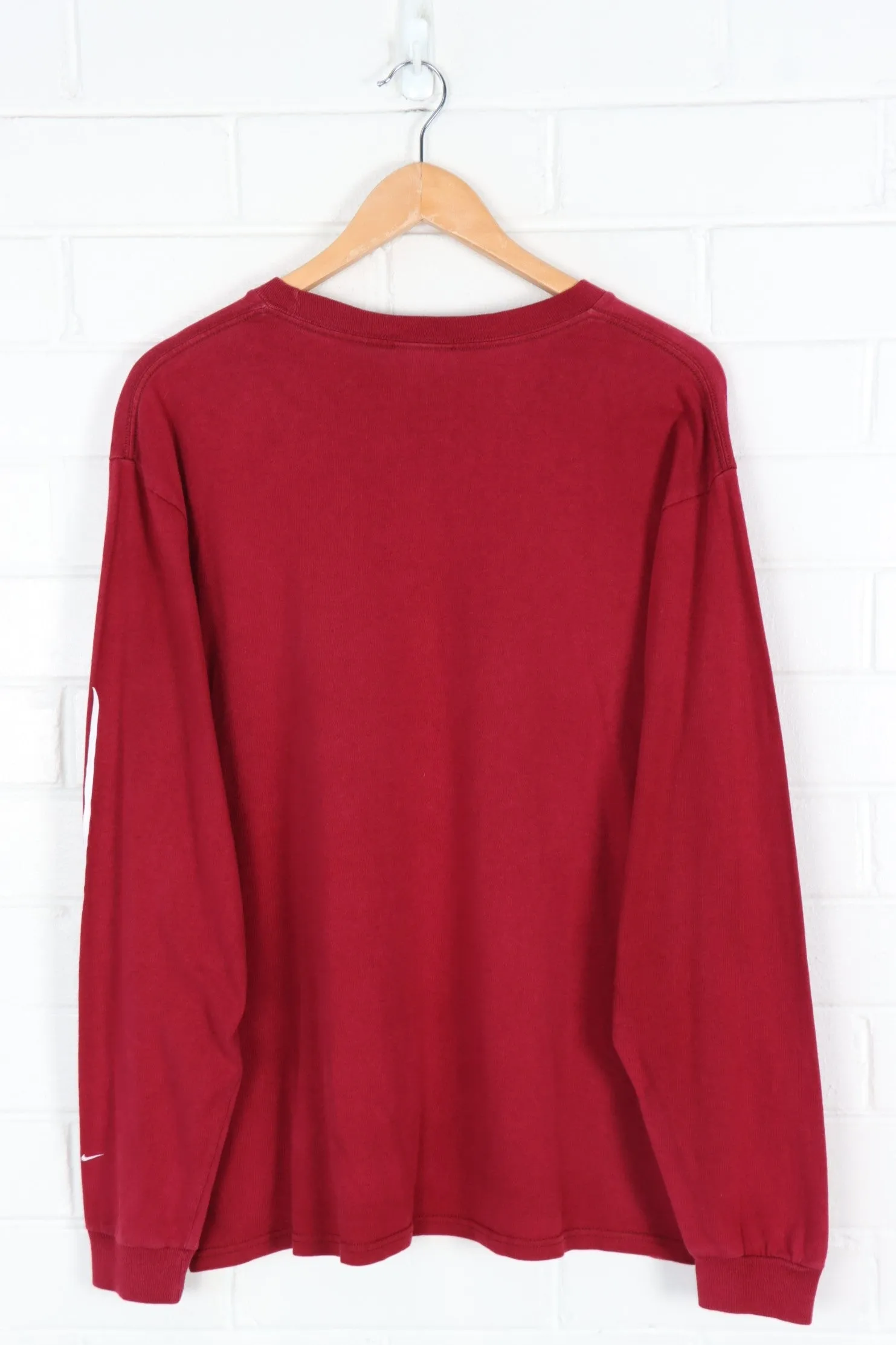 NIKE Burgundy & White Long Sleeve Tee (L)