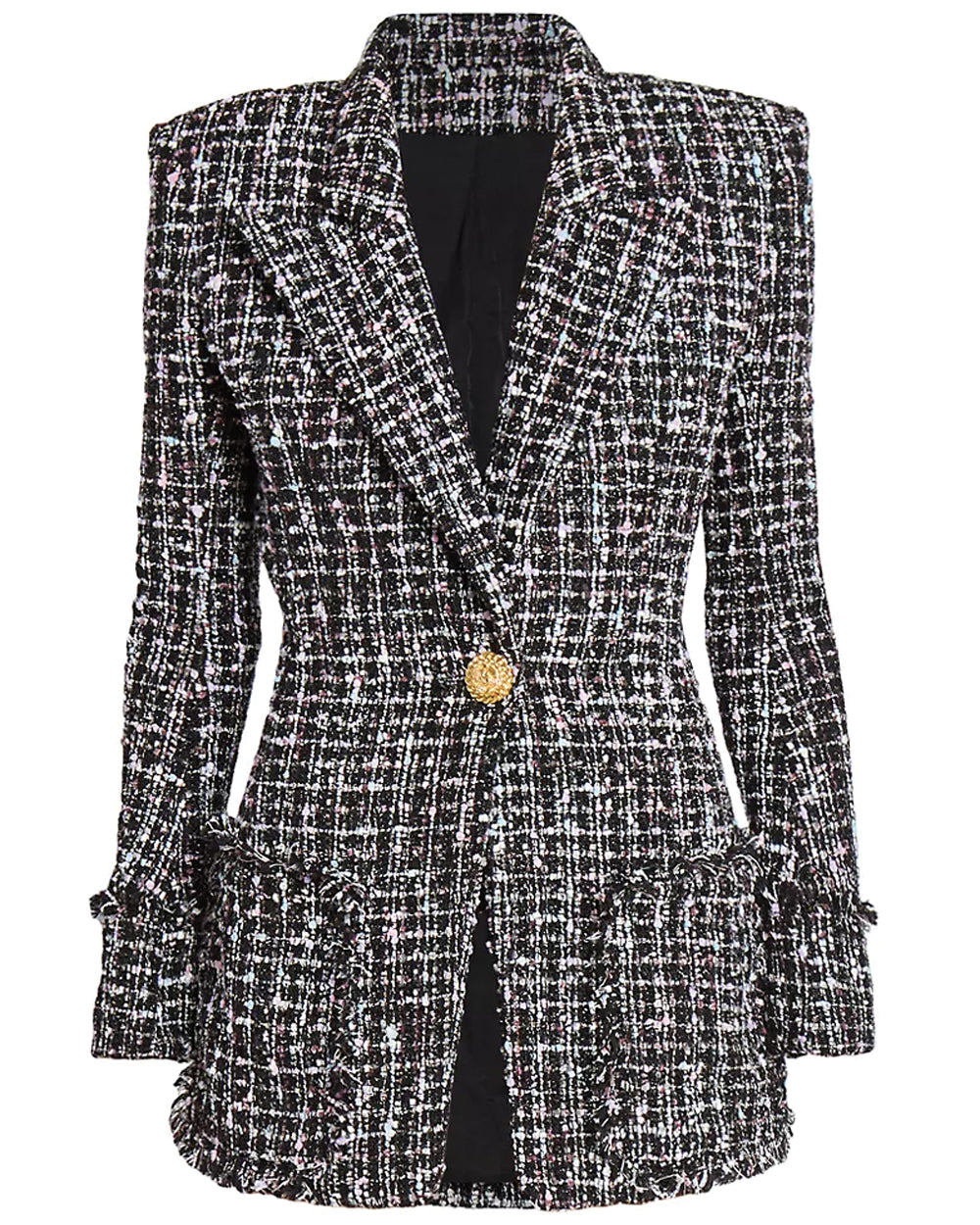 Noir Tweed Single Button Jacket