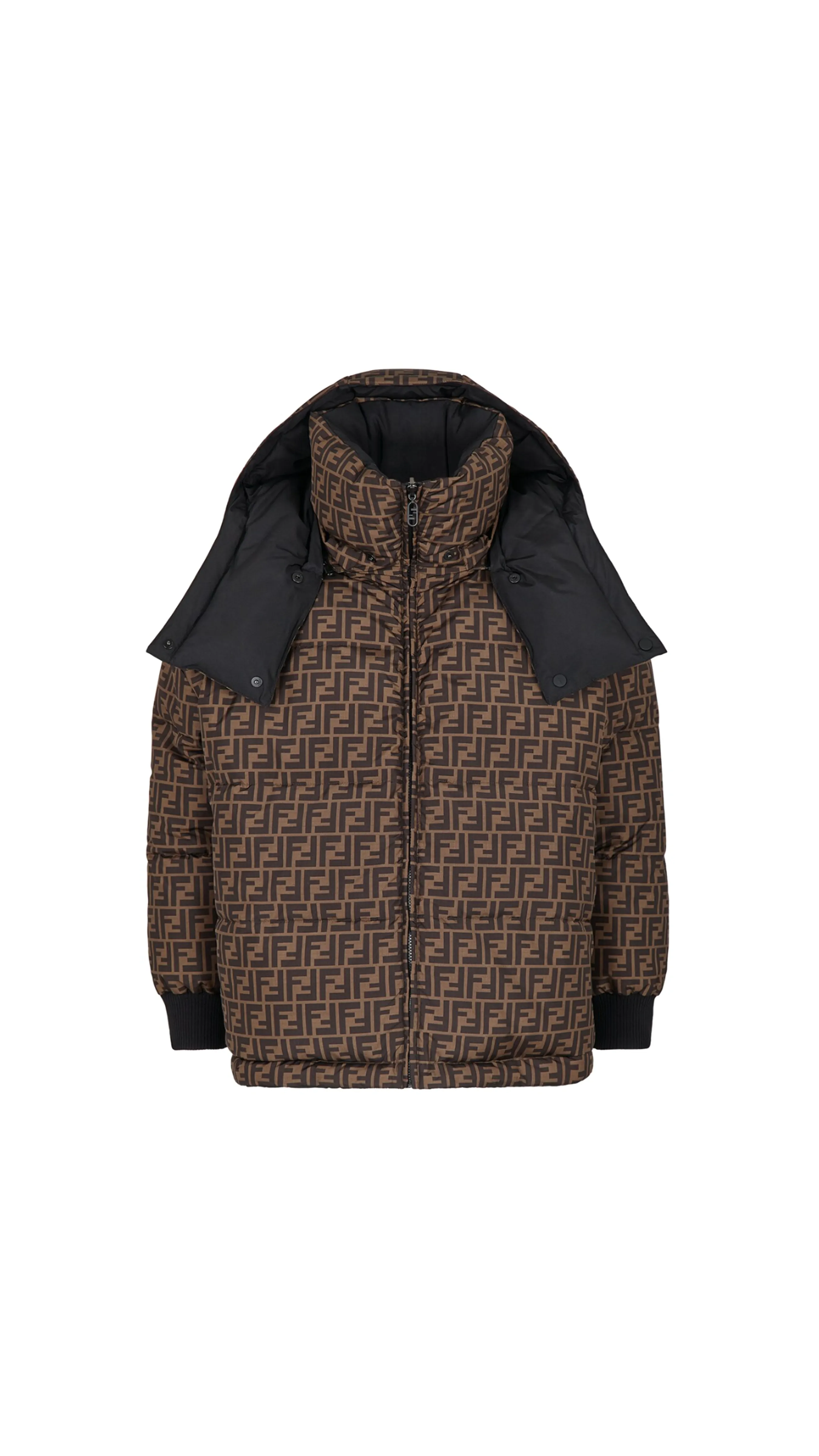 Nylon Reversible Down Jacket - Black/Brown