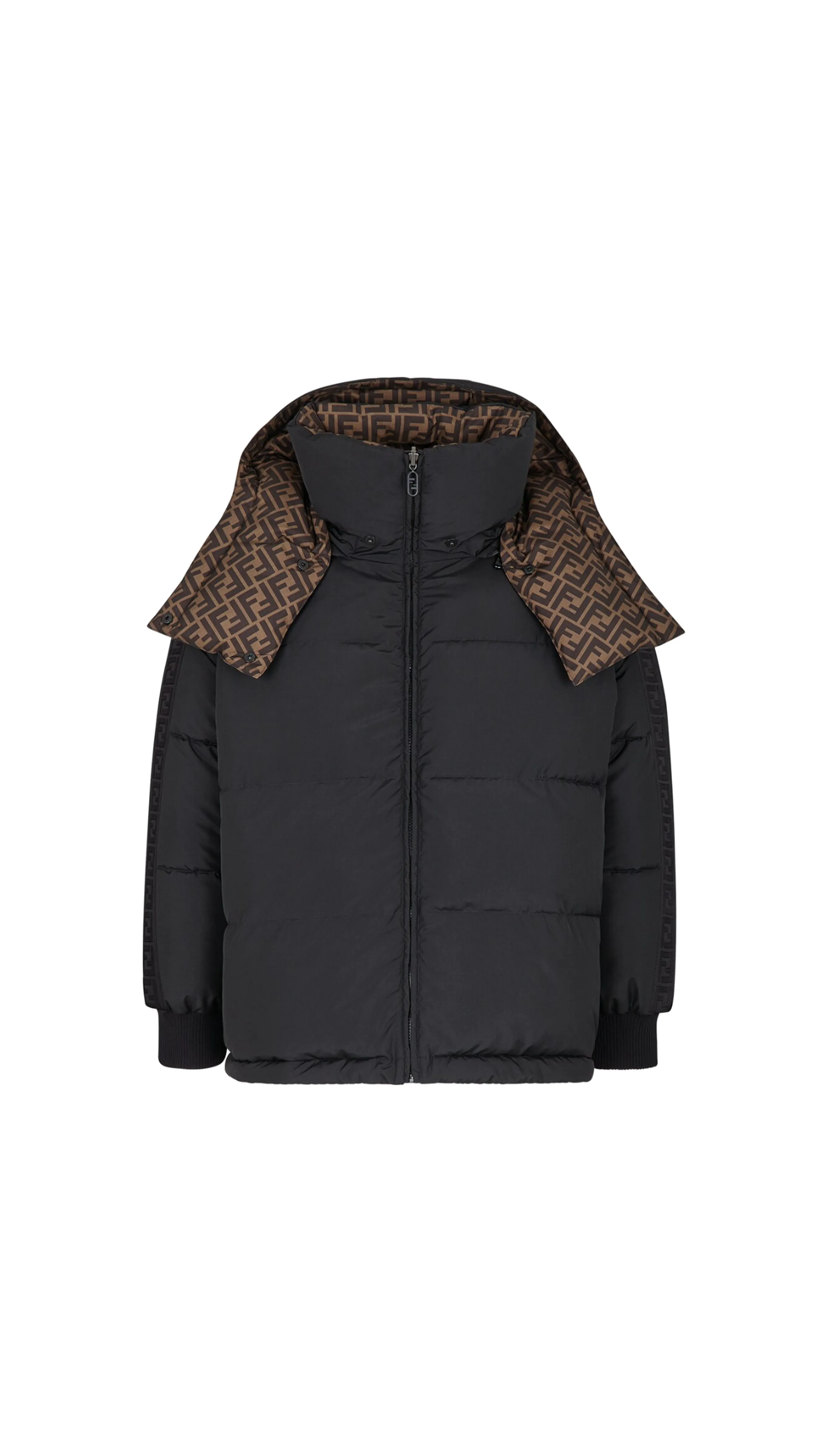 Nylon Reversible Down Jacket - Black/Brown