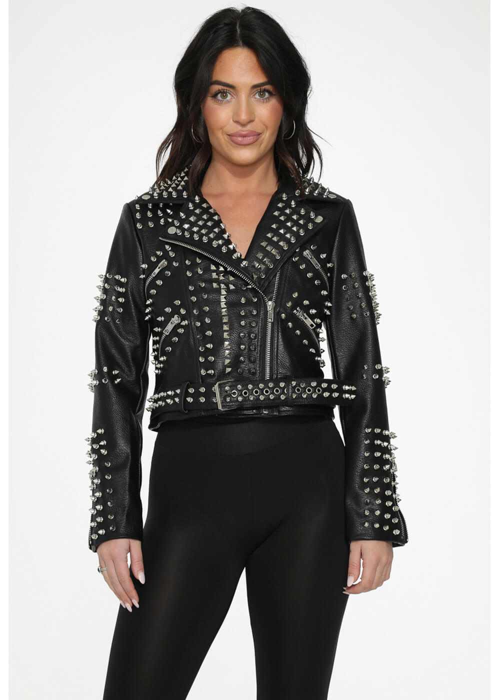 Orchid Bloom Spike PU Jacket Black