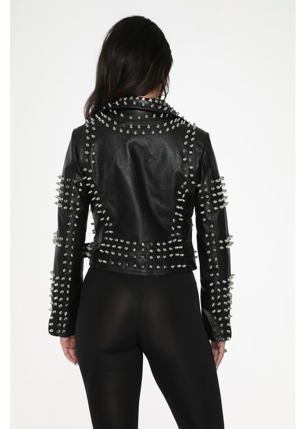 Orchid Bloom Spike PU Jacket Black