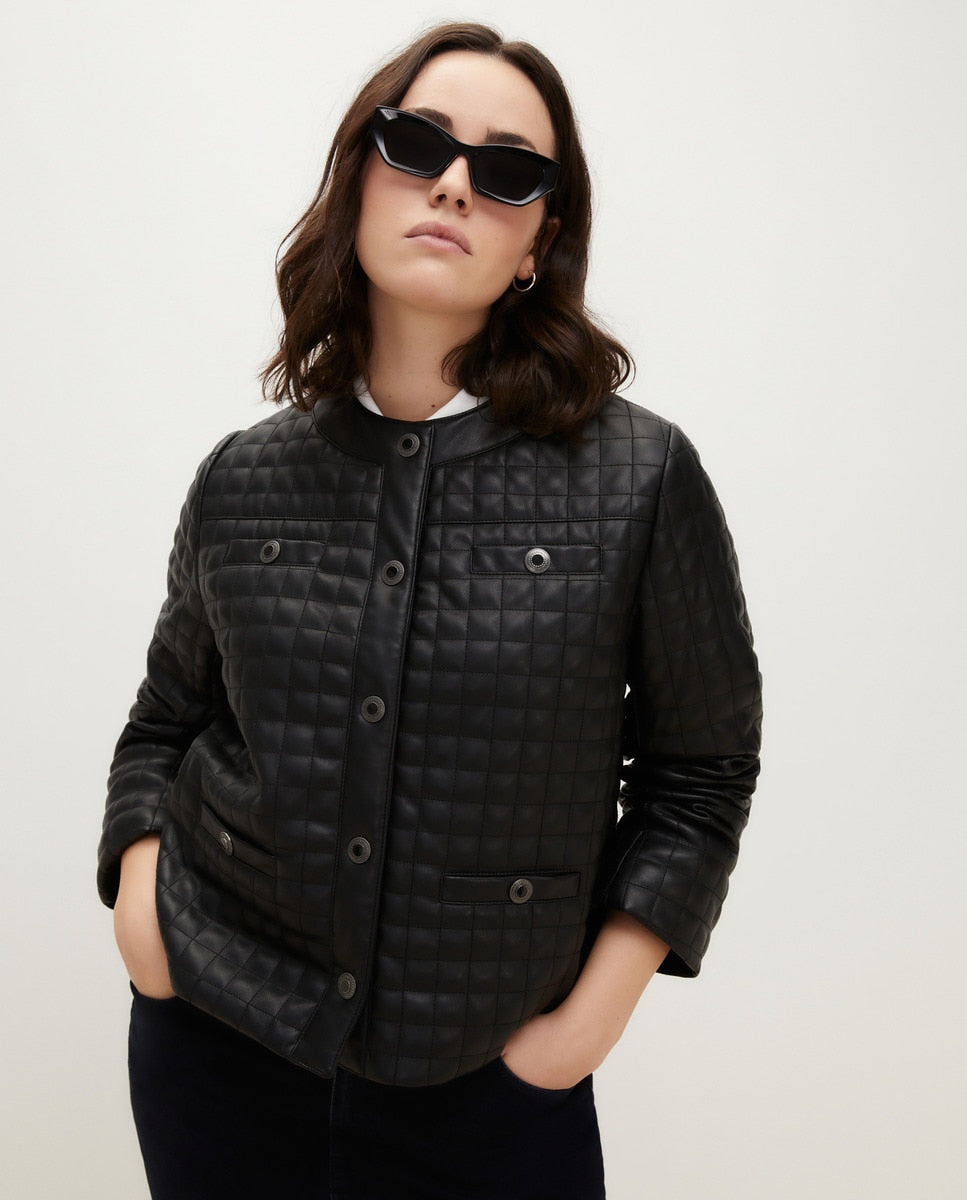 Padded Biker Jacket - Black