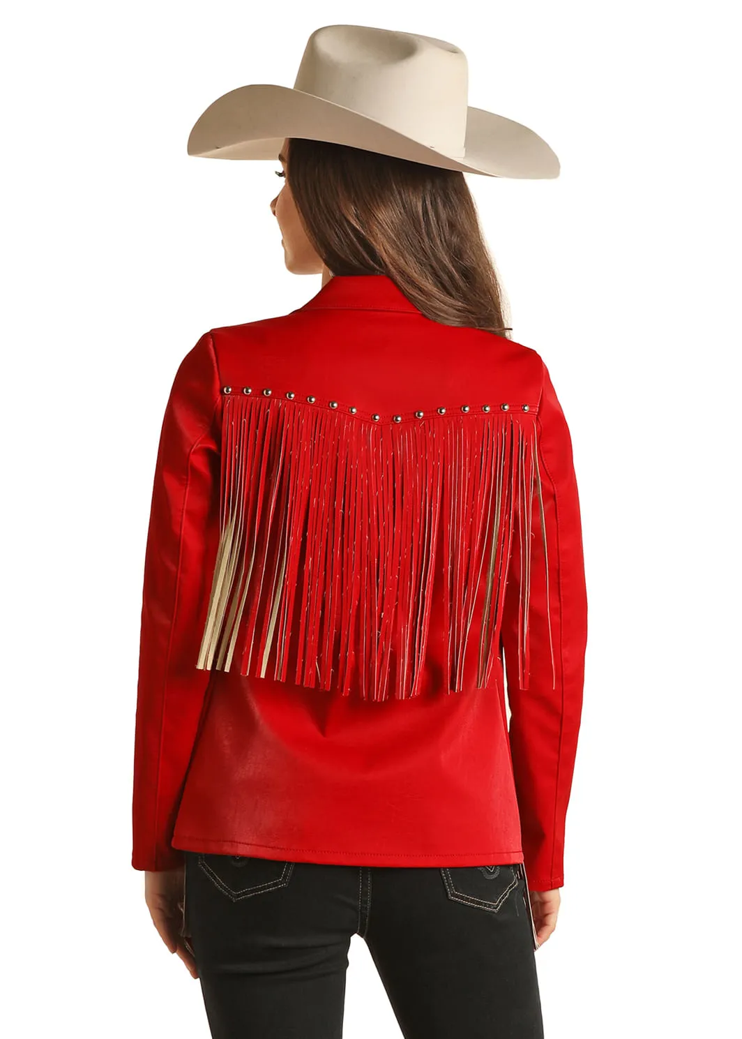 Panhandle Slim Womens Red Fringe Jacket