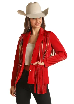 Panhandle Slim Womens Red Fringe Jacket