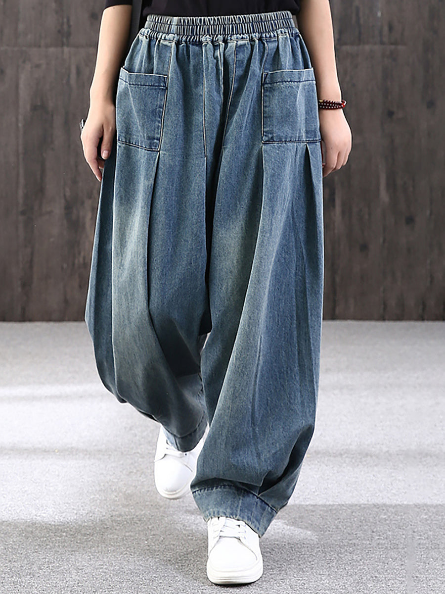 Plus Size - Simple Pure Color Loose Denim Jeans SC1062