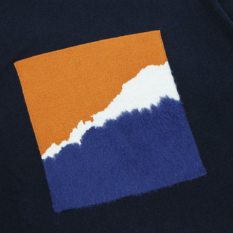 PS Paul Smith - Merino Blend Navy Sweater with Contrast Square