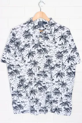 RALPH LAUREN POLO Tropical Hawaiian Print Polo Shirt USA Made (L)