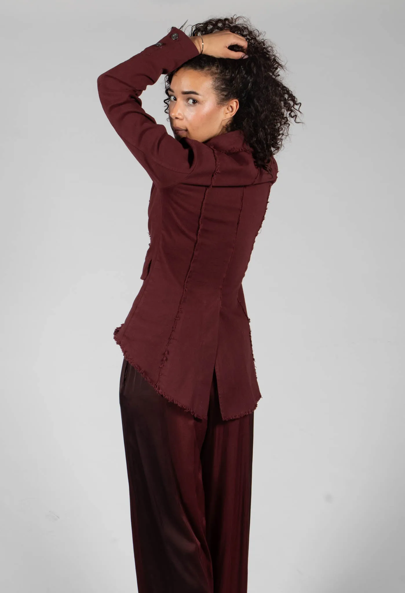 Raw Hem Jacket in Stretch Sangue