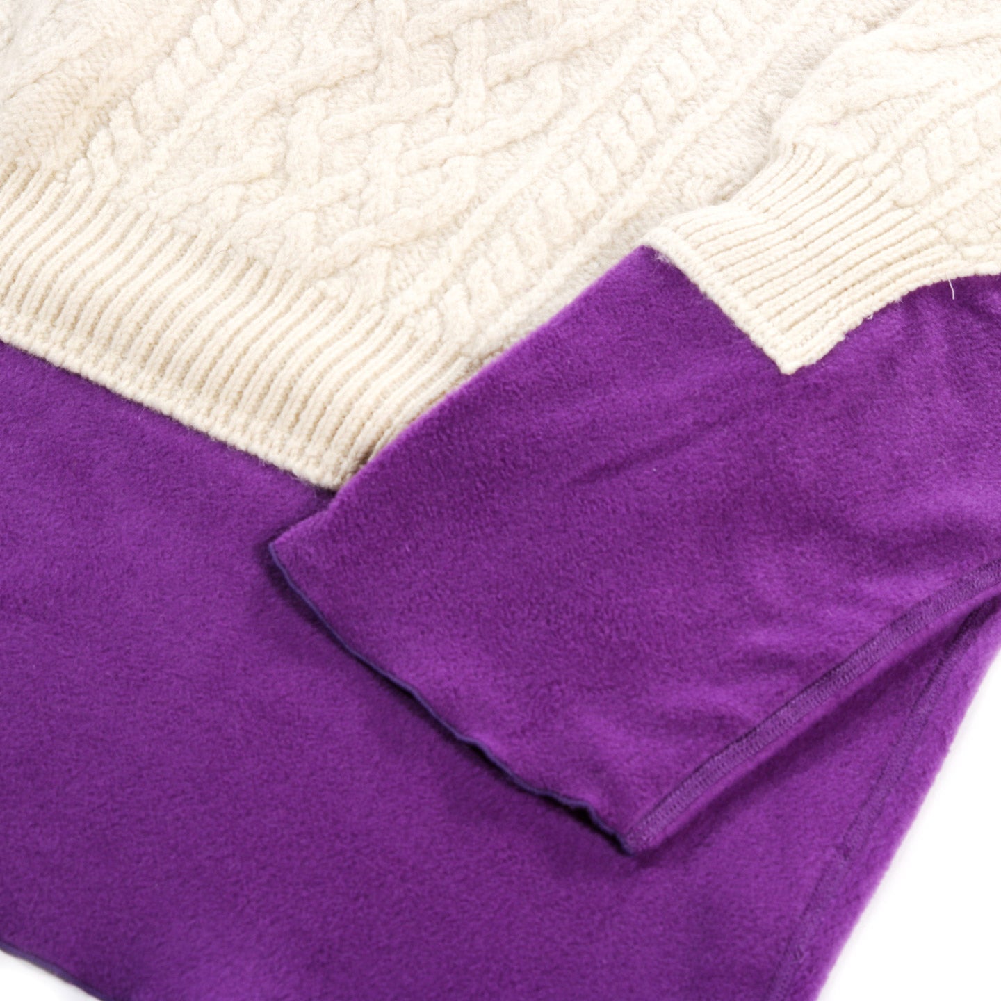 REBUILD BY NEEDLES FISHERMAN SWEATER NATURAL / PURPLE - L (A)