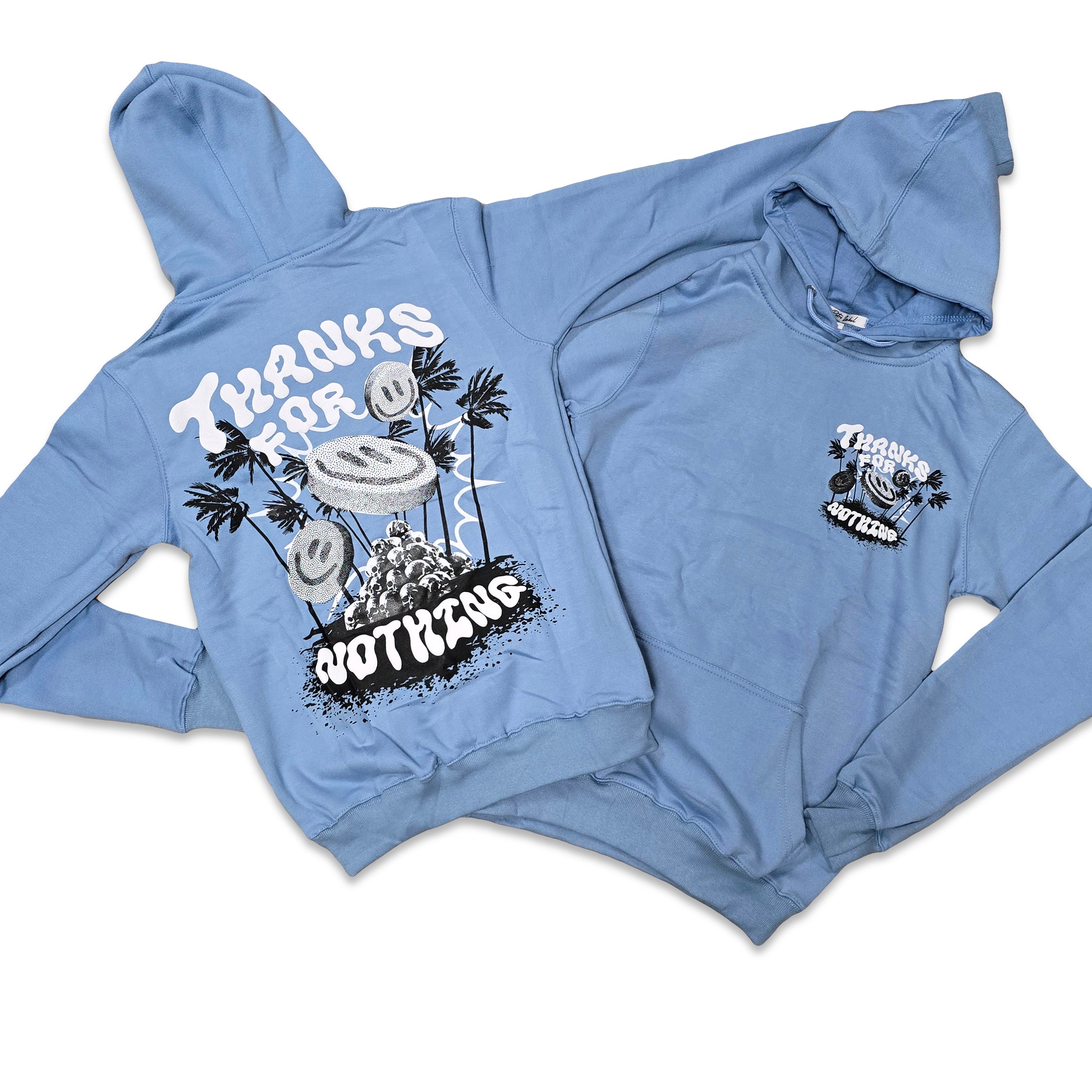 RETRO LABEL THANKS FOR NOTHING HOODIE (RETRO 9 POWDER BLUE)