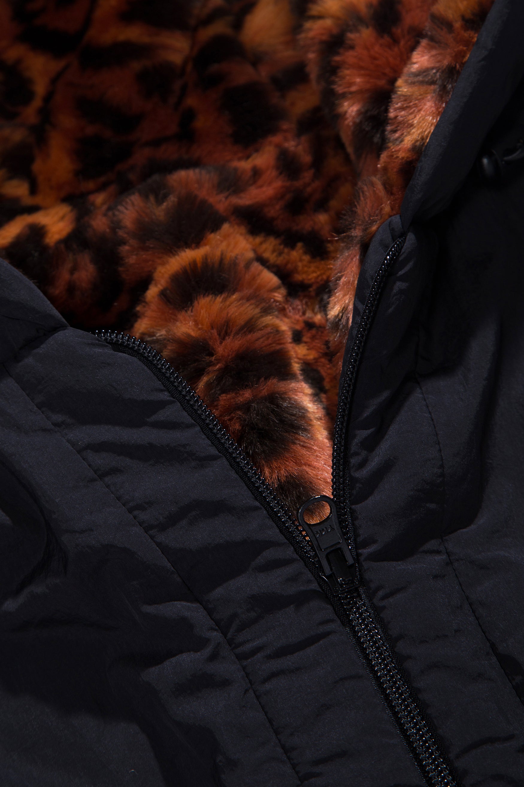 Reversible Furry Leopard Parka