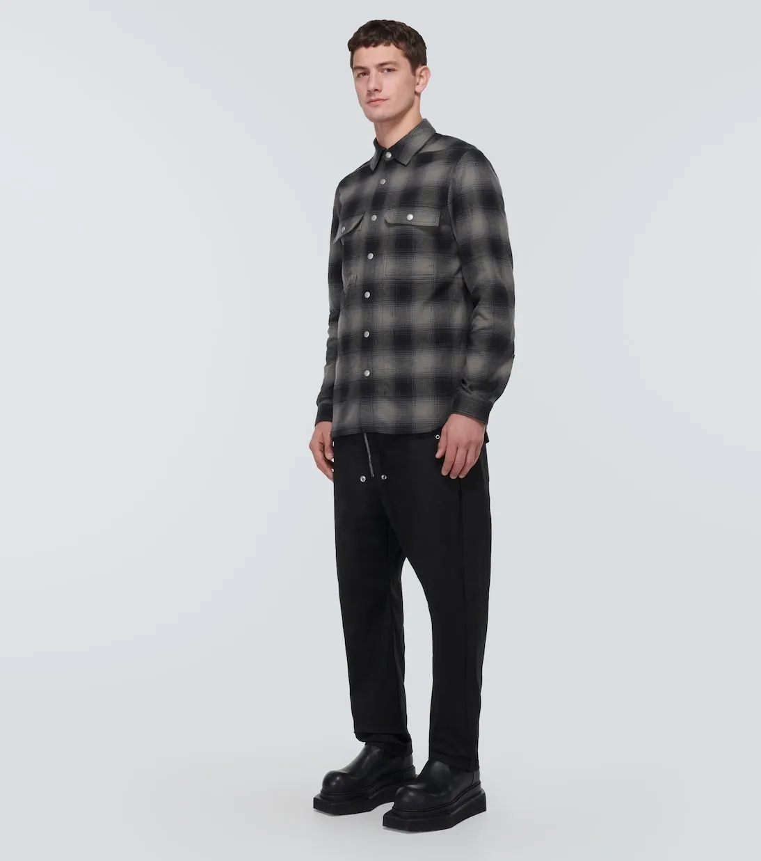 RICK OWENS  |Tartan Other Plaid Patterns Street Style Long Sleeves Cotton