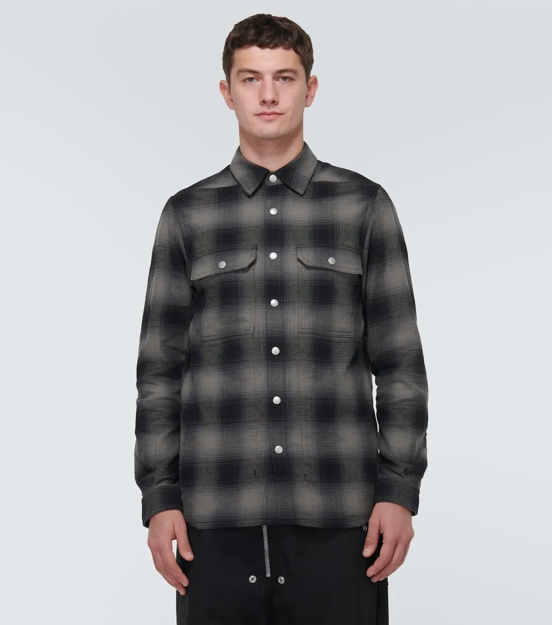 RICK OWENS  |Tartan Other Plaid Patterns Street Style Long Sleeves Cotton