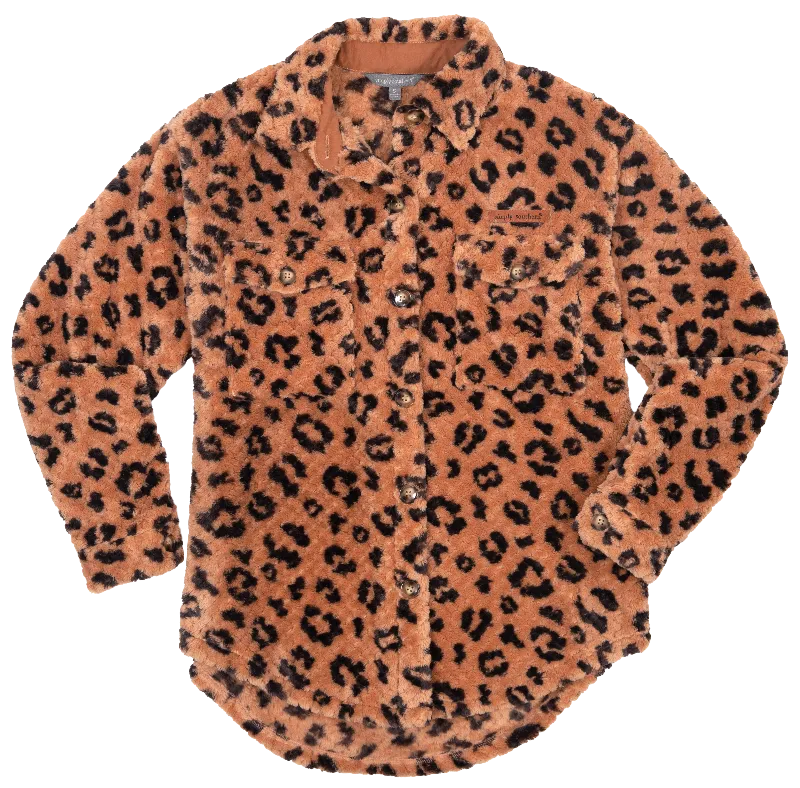 SALE Simply Southern Leopard Soft Sherpa Shacket Jacket