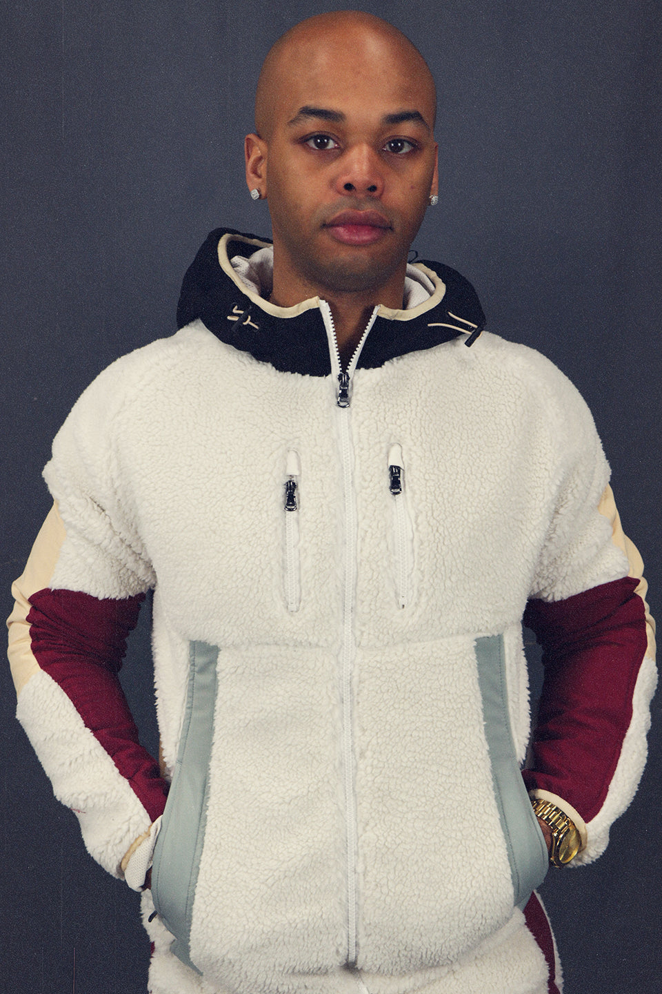 Sedimentary Sherpa Tech Jacket With Zipper Pockets For Sherpa Two Piece Set To Match Sneakers