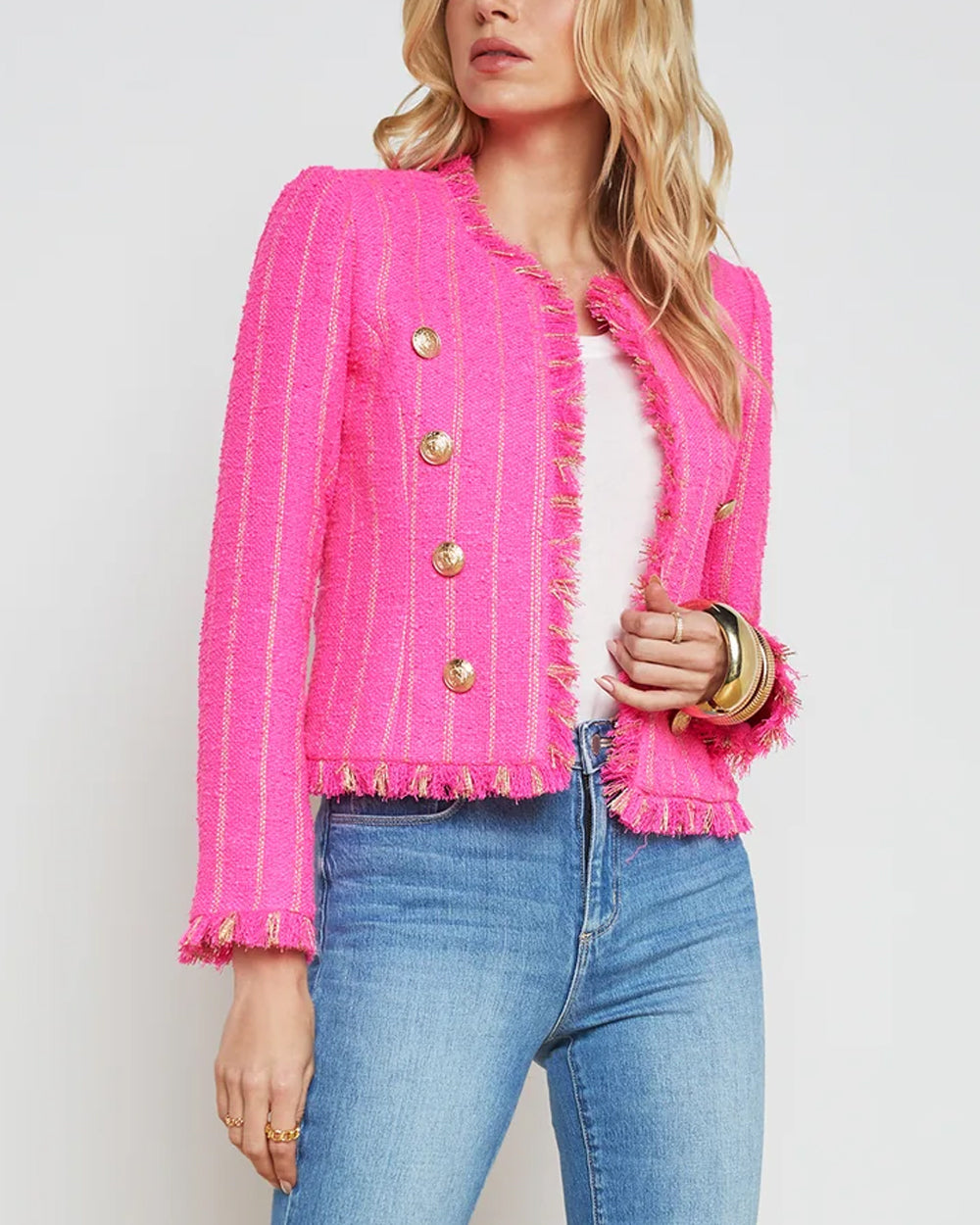 Shocking Pink and Gold Tinlee Jacket