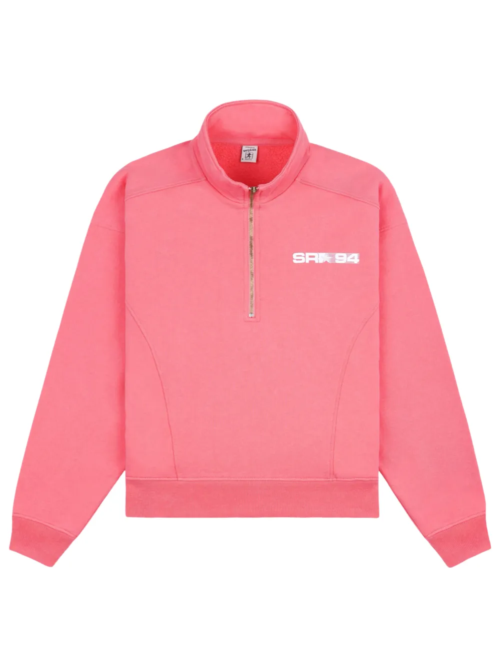 Sporty & Rich Bold Logo Quarter-Zip Sweatshirt in Cotton Candy