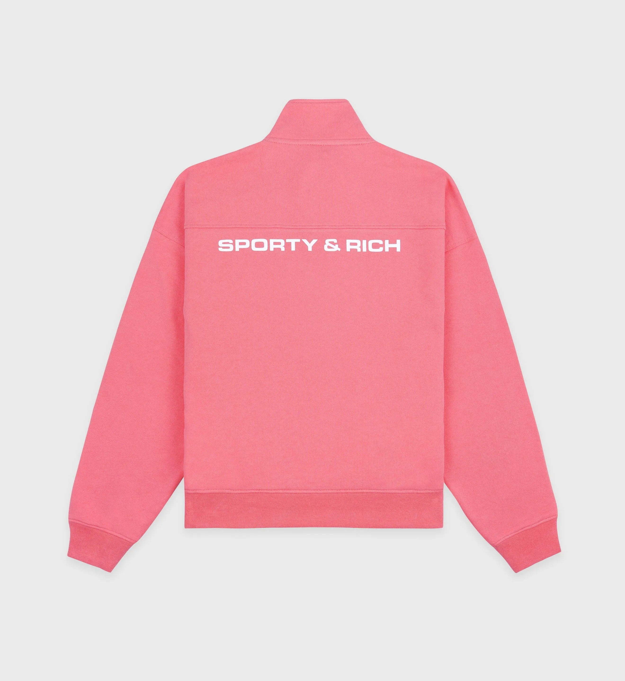 Sporty & Rich Bold Logo Quarter-Zip Sweatshirt in Cotton Candy