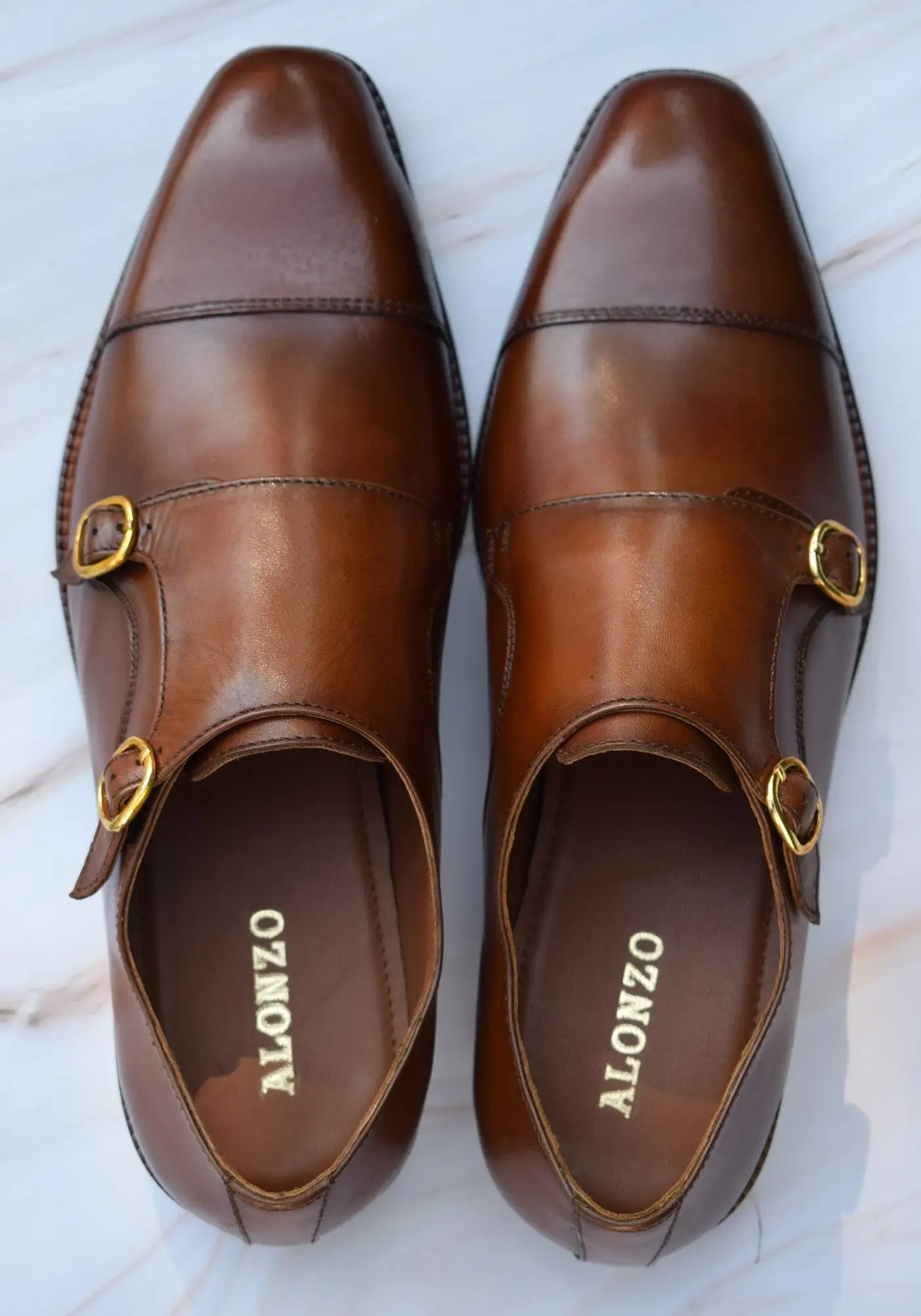 Style HandMade Double Monk Leather Sole Shoes