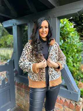 Tan Boucle Trim Leopard Jacket Hannah