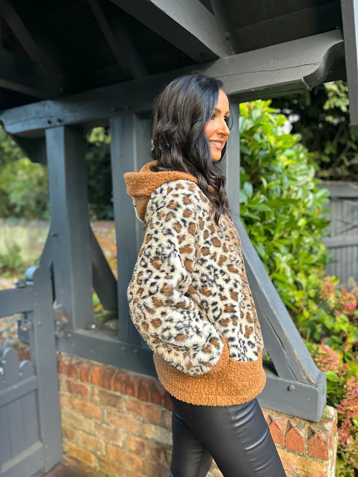 Tan Boucle Trim Leopard Jacket Hannah