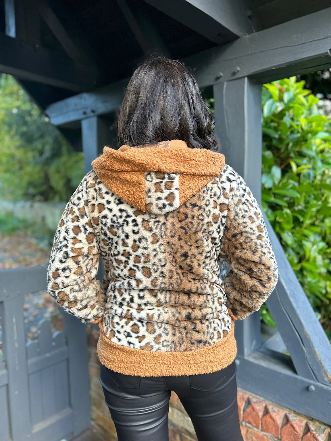 Tan Boucle Trim Leopard Jacket Hannah