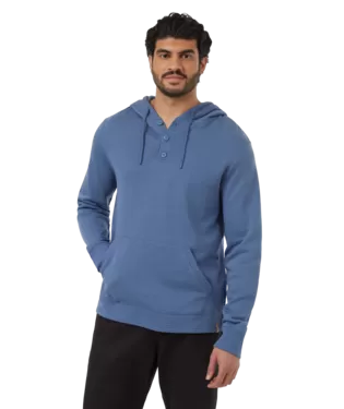 Tentree Tree Terry Placket Pullover Hoodie In Canyon Blue