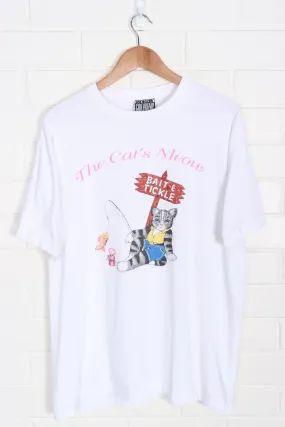 'The Cats Meow' Joe Boxer's Girlfriend Fishing Cat Print Tee (L)