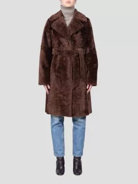 Tom Curly-Shearling Notch Collar Coat