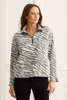 Tribal Quarter-Zip Zebra Jacquard Jacket