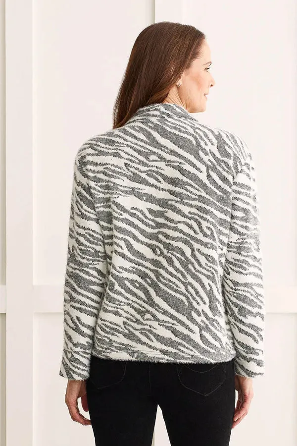 Tribal Quarter-Zip Zebra Jacquard Jacket